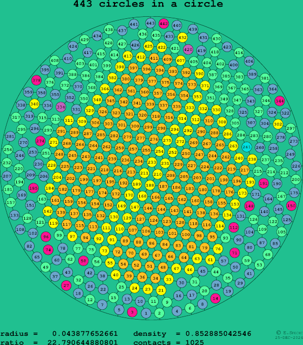 443 circles in a circle