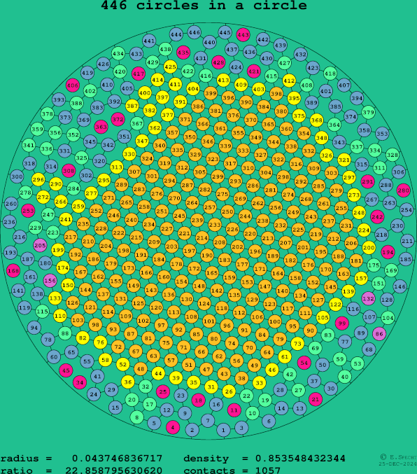 446 circles in a circle