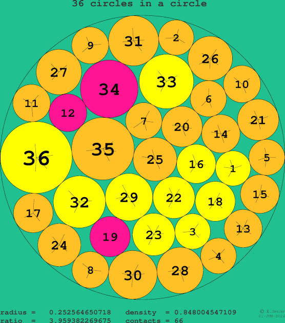 36 circles in a circle