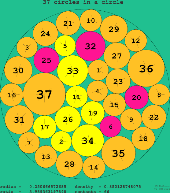 37 circles in a circle