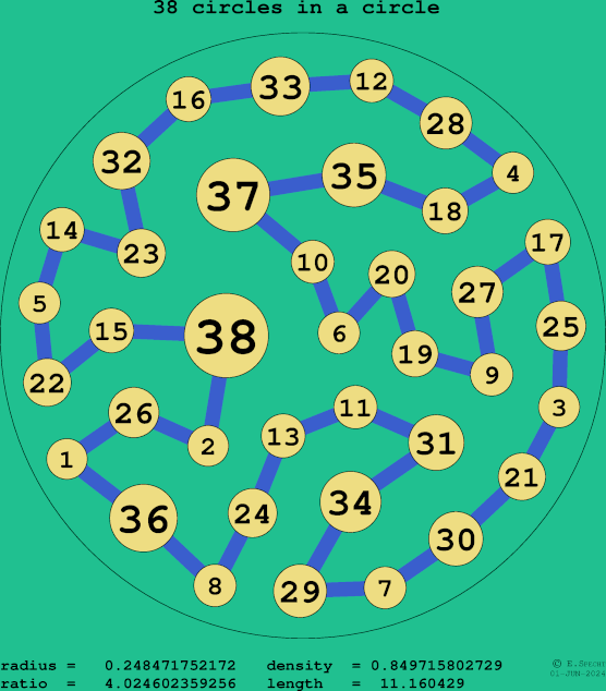 38 circles in a circle