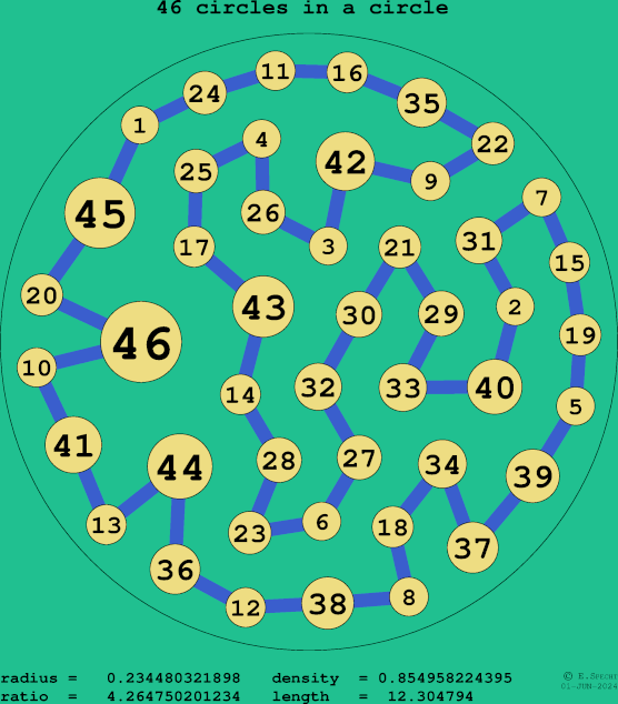 46 circles in a circle