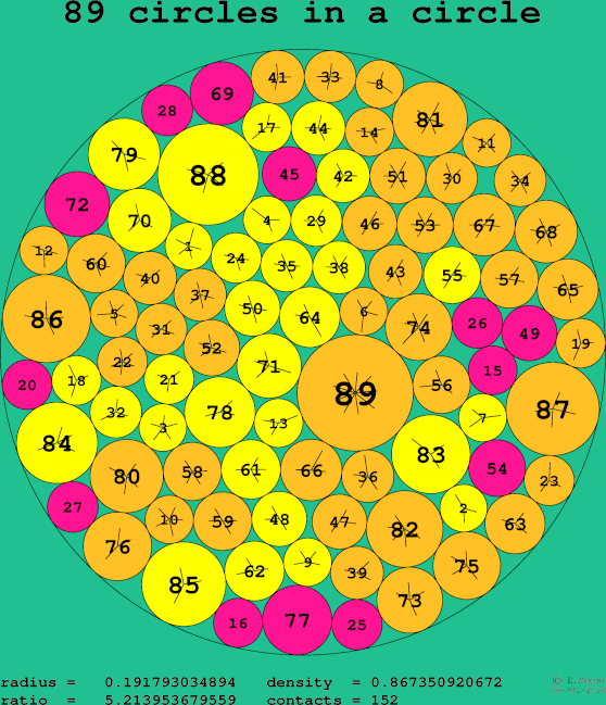89 circles in a circle