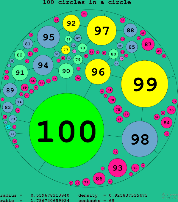 100 circles in a circle