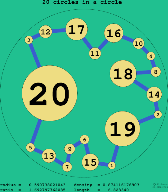 20 circles in a circle