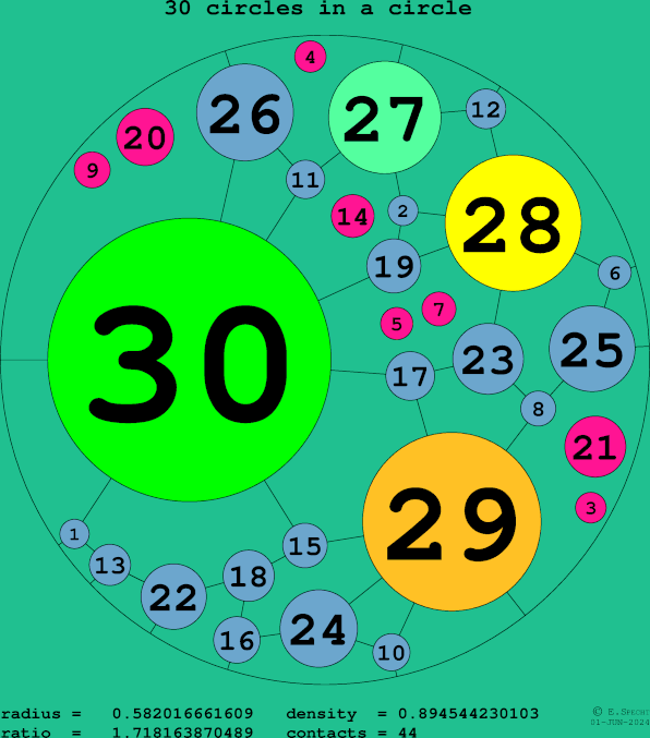 30 circles in a circle
