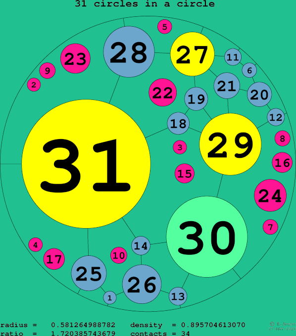 31 circles in a circle