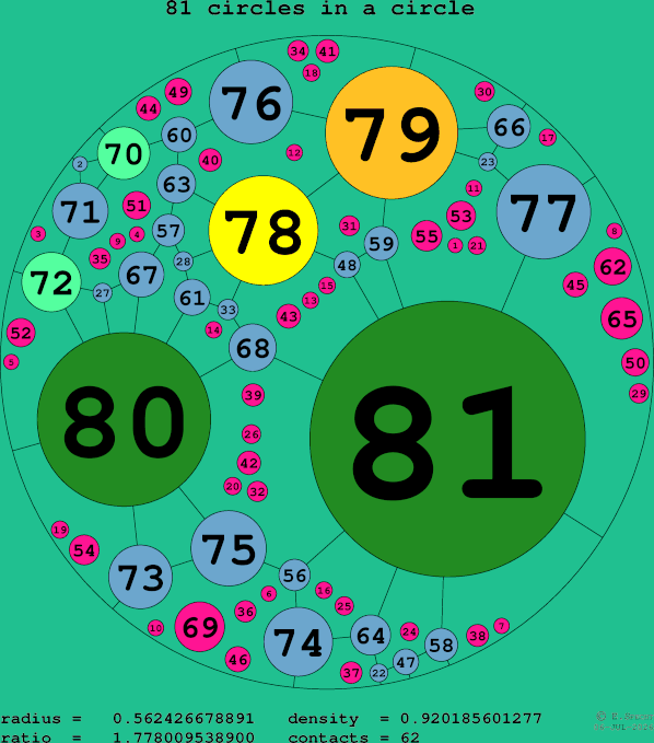 81 circles in a circle