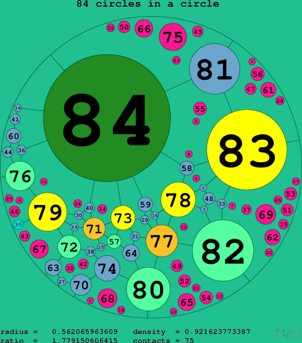 84 circles in a circle