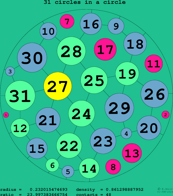 31 circles in a circle