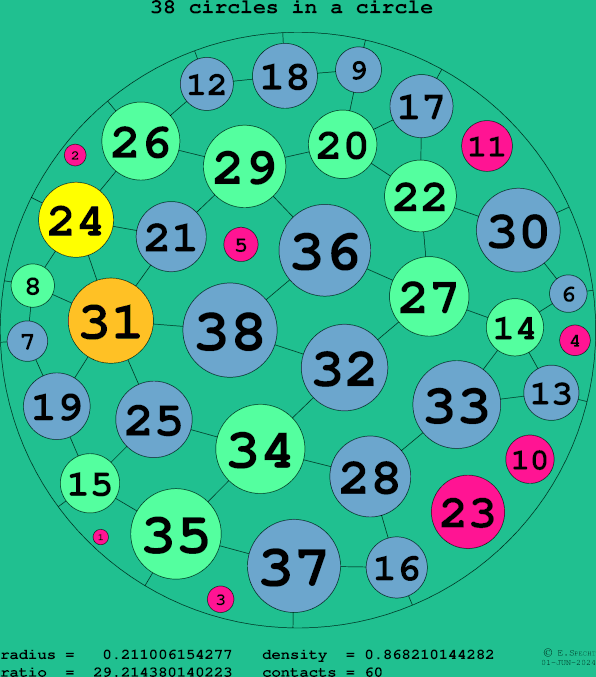 38 circles in a circle