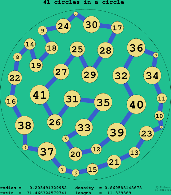 41 circles in a circle