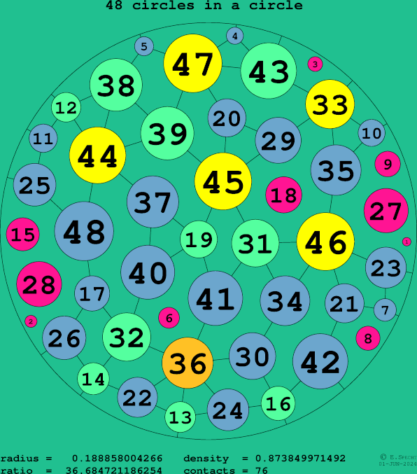 48 circles in a circle