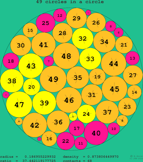 49 circles in a circle