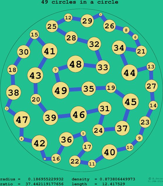 49 circles in a circle