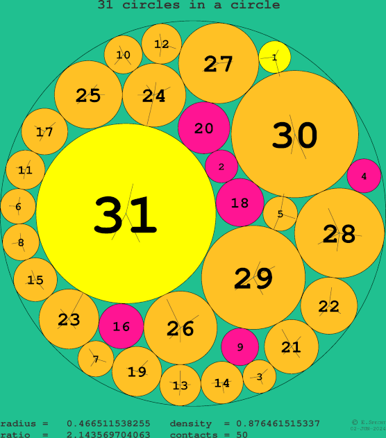 31 circles in a circle