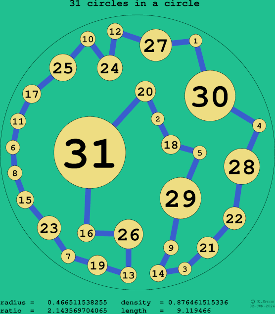 31 circles in a circle