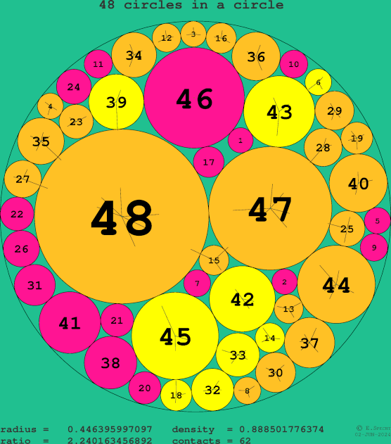 48 circles in a circle