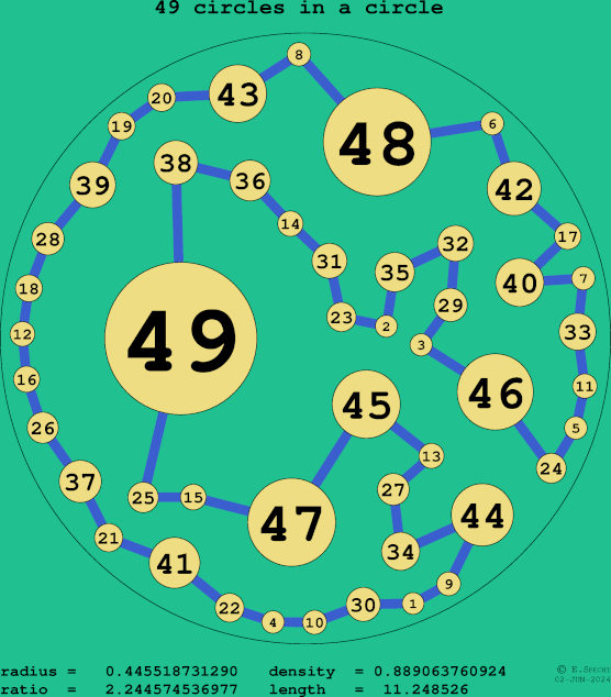 49 circles in a circle