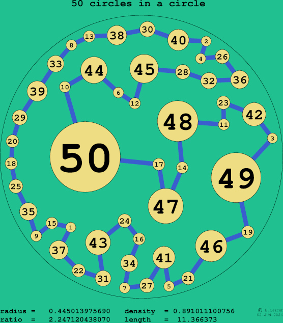 50 circles in a circle