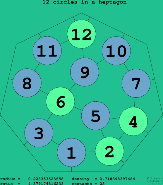 12 circles in a regular heptagon