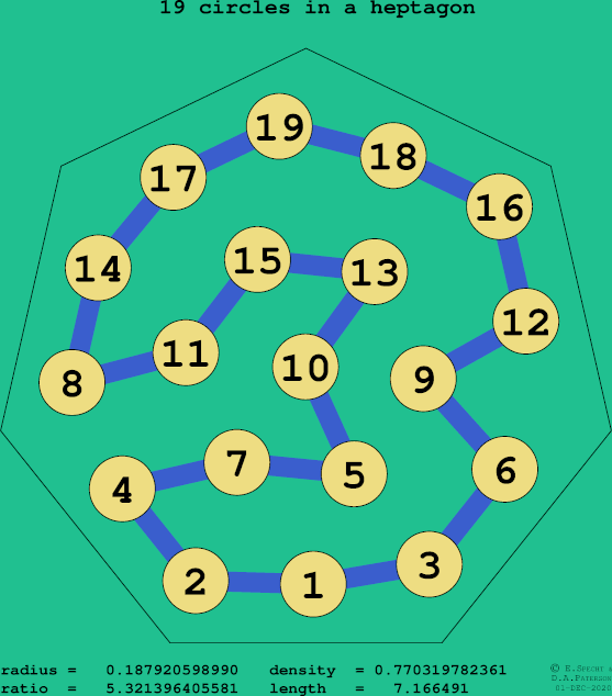 19 circles in a regular heptagon