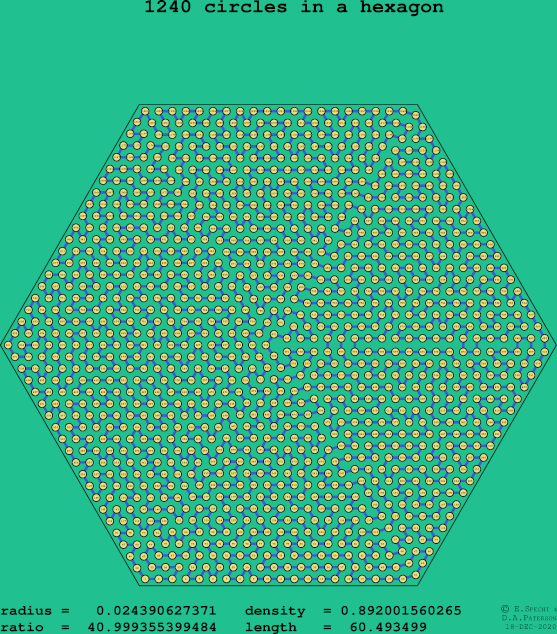 1240 circles in a regular hexagon