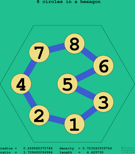 8 circles in a regular hexagon