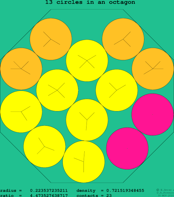 13 circles in a regular octagon