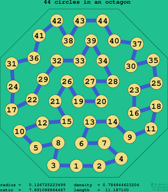 44 circles in a regular octagon