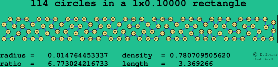 114 circles in a rectangle