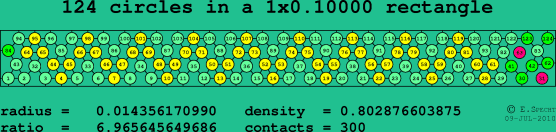 124 circles in a rectangle