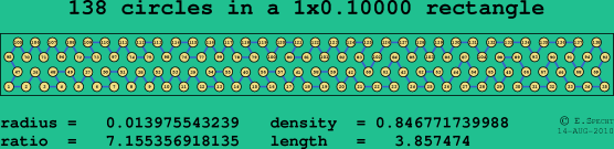 138 circles in a rectangle