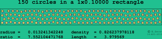 150 circles in a rectangle