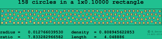 158 circles in a rectangle