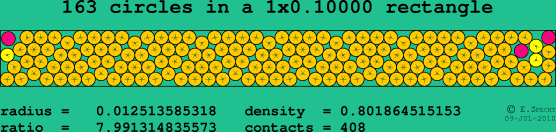 163 circles in a rectangle