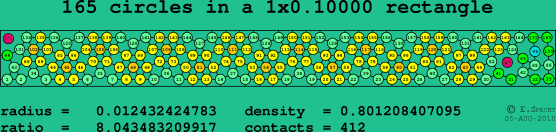 165 circles in a rectangle