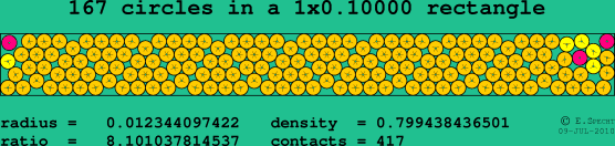 167 circles in a rectangle