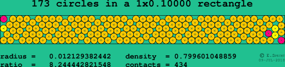 173 circles in a rectangle