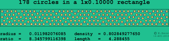 178 circles in a rectangle