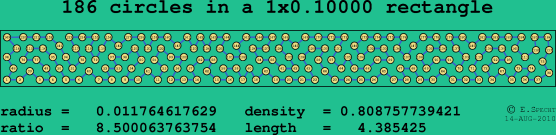186 circles in a rectangle