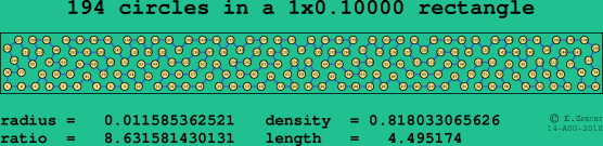 194 circles in a rectangle