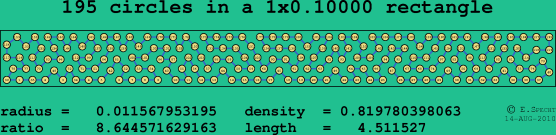 195 circles in a rectangle