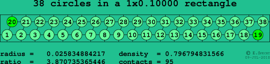 38 circles in a rectangle