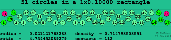 51 circles in a rectangle