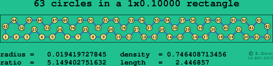 63 circles in a rectangle