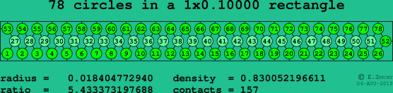 78 circles in a rectangle
