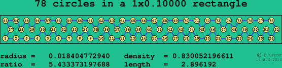 78 circles in a rectangle
