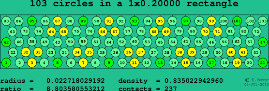 103 circles in a rectangle