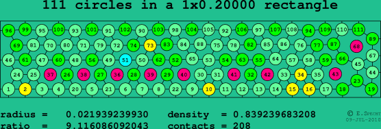 111 circles in a rectangle